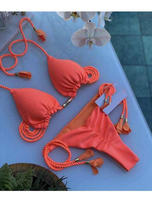 Tangerine rope swimsuit